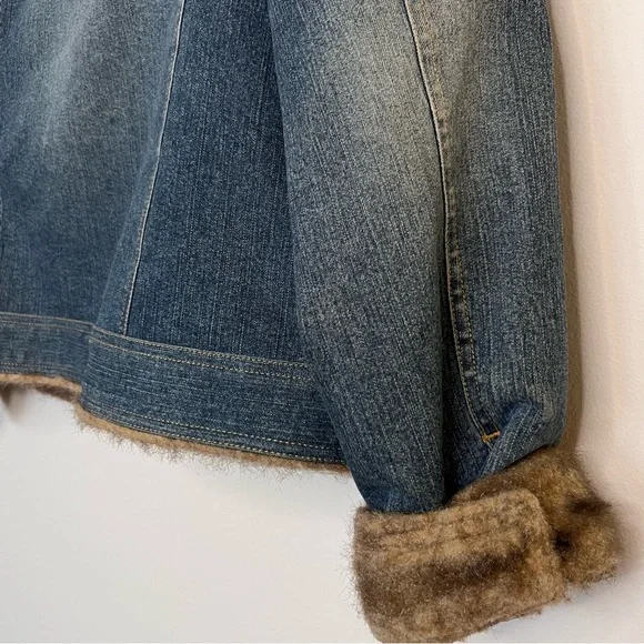 Marvin Richards Fur Lined Trucker Denim Jacket Size Large Vintage Y2K Country - Picture 10 of 16